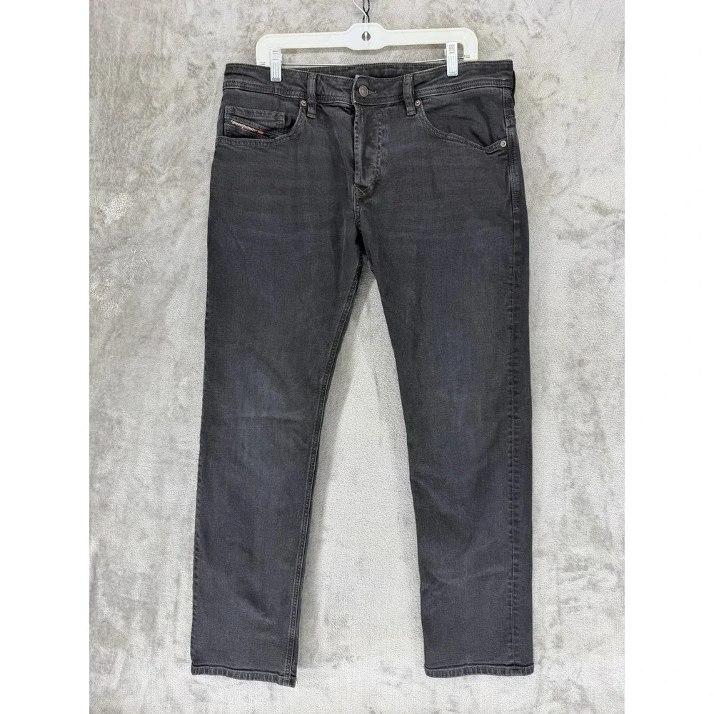 Diesel Industry Mens Charcoal Gray Straight Leg Button Fly Denim Jeans W34